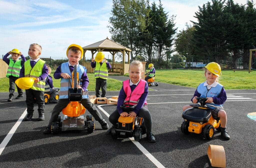 Allscott Meads Primary School children with their new mini diggers (2)
