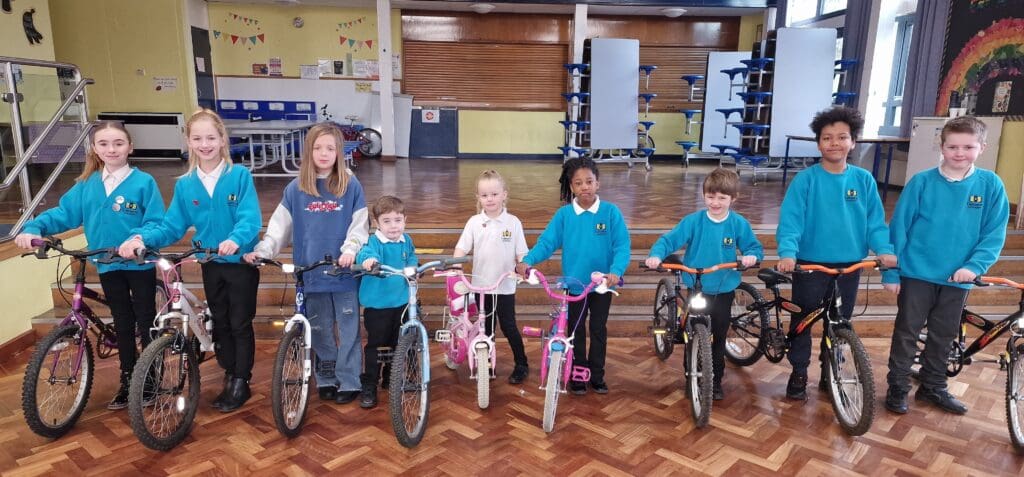 Pupils from Lantern Academy with the donated bicycles