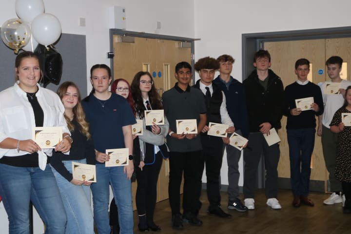 Burton Borough students with their certificates