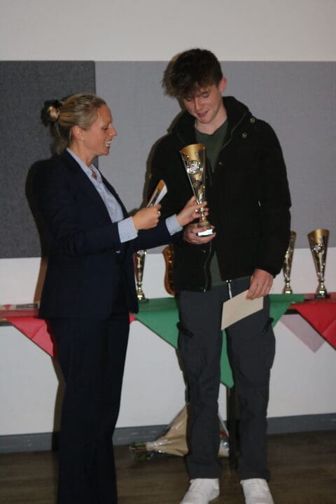 Caroline Bedford with Daniel Shelley – winner of the kindness award