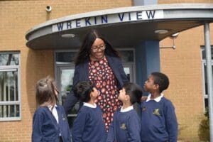 Wrekin View head teacher fiona Atherton with pupils