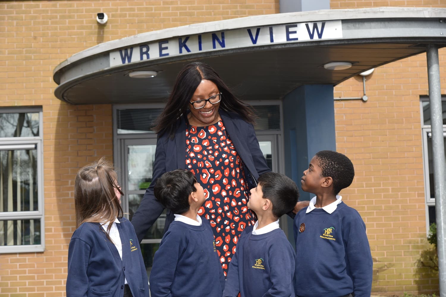 Wrekin View head teacher fiona Atherton with pupils