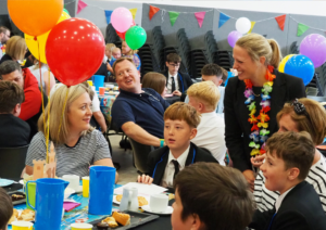 Caroline Bedford shares a laugh with guests