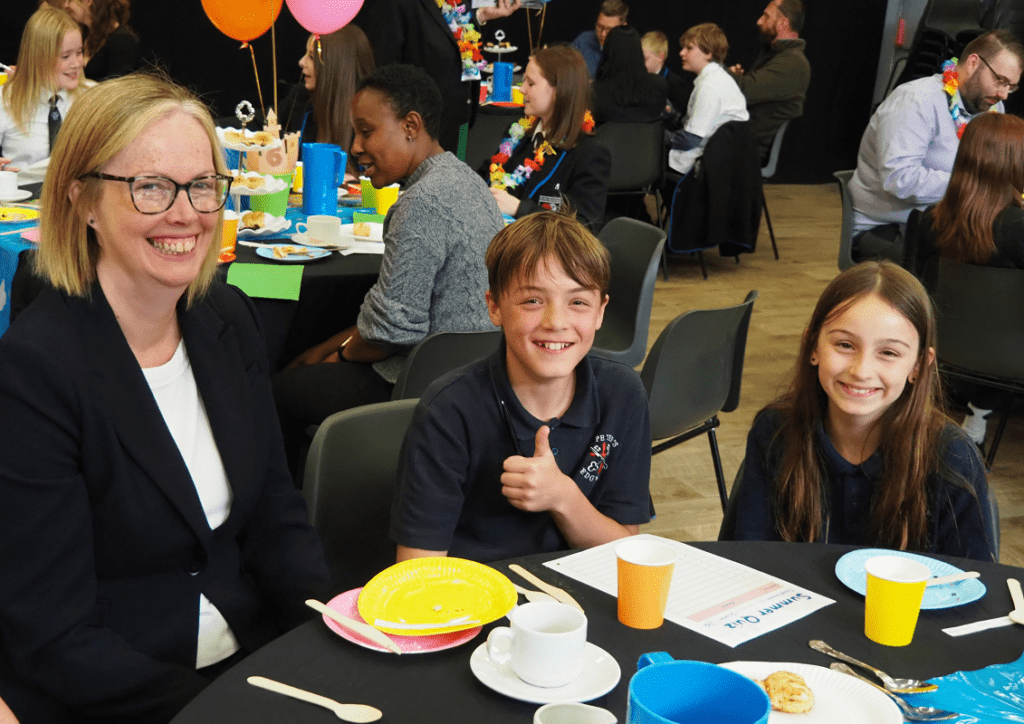 Claire Medhurst from St Peter's CE, with Poppy Casadei (right) & Thomas Hammond