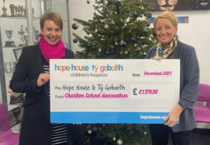 Charlton School head Sarah Barton, right, with Dawn Ball of Hope House