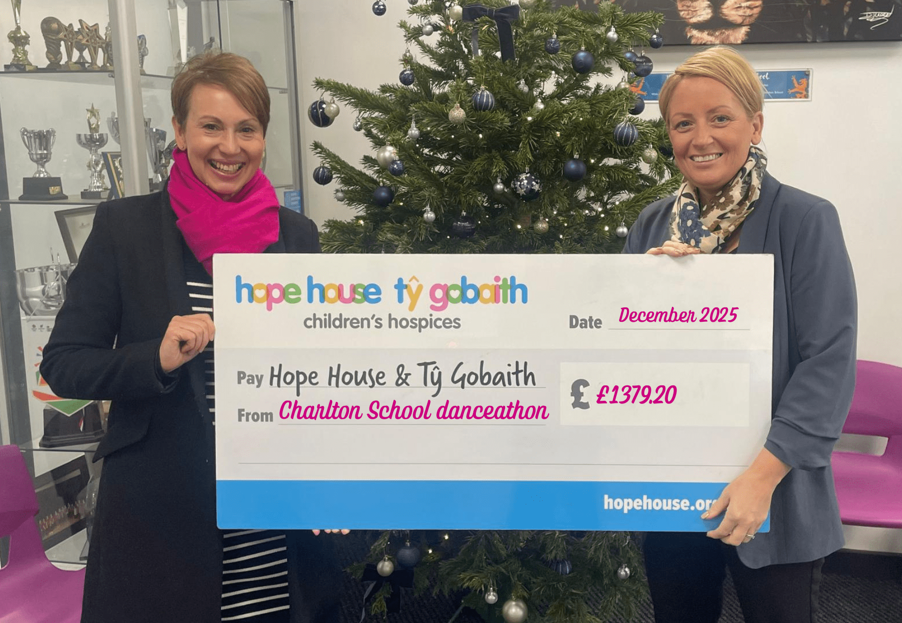 Charlton School head Sarah Barton, right, with Dawn Ball of Hope House