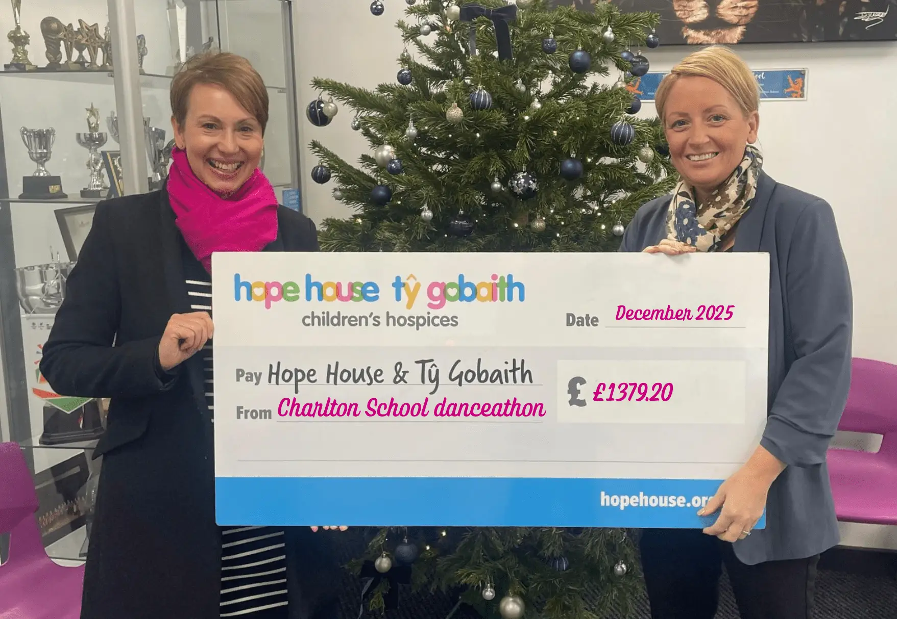Charlton School head Sarah Barton, right, with Dawn Ball of Hope House