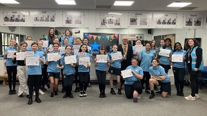 Charlton School students with their certificates