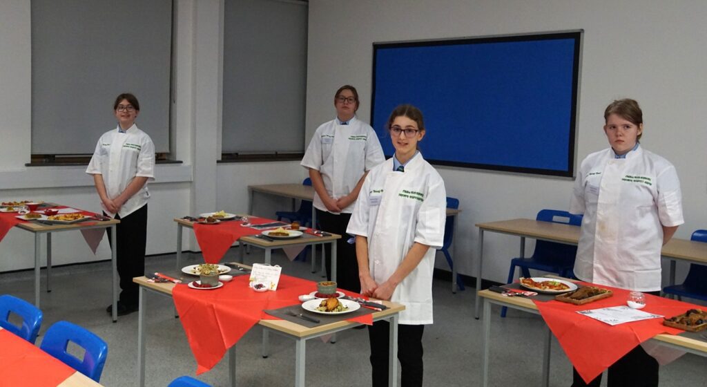 Ready, steady cook... Martha Heap, Erin Eadie, Chloe Griffiths and Gabriella Serafin