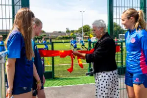 2 Councillor Shirley Reynolds cuts the ribbon to declare the facility open